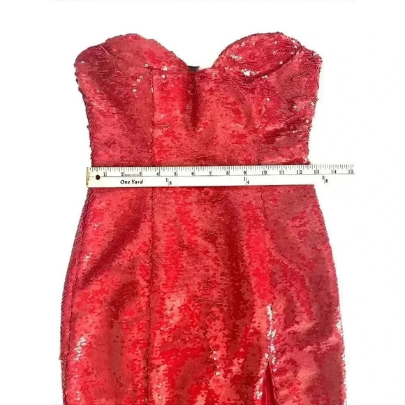 H:OURS Cesca RED Sequin Strapless Dress Size 0 XXS Valentine's Day Sexy Bodycon - Picture 5 of 11